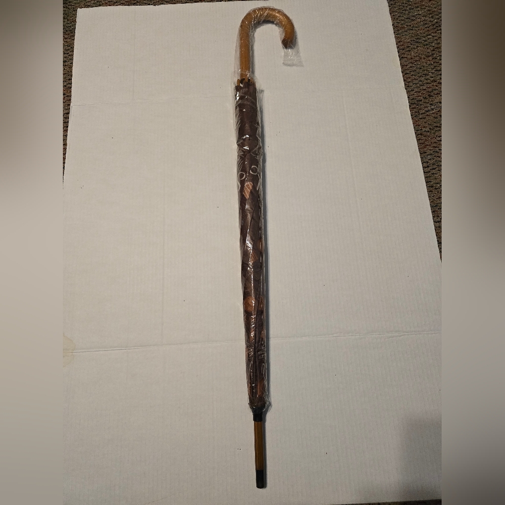 Vintage Umbrella Russell Stover I Love Chocolate Wood Handle 40" Candies NWT